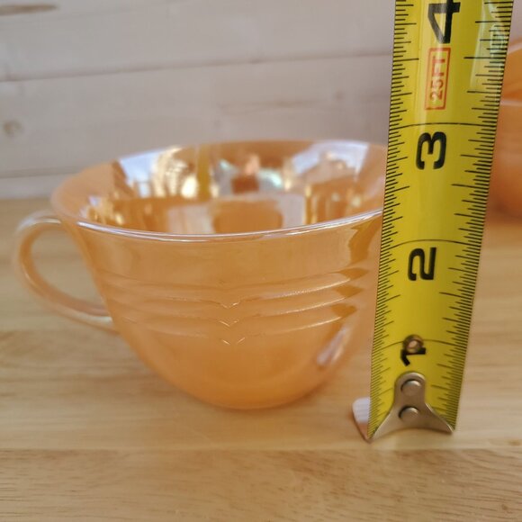 Fire King Peach Luster Tea Cup And Saucer Set Of 3 MCM 1950s VTG Made In USA - Picture 9 of 16